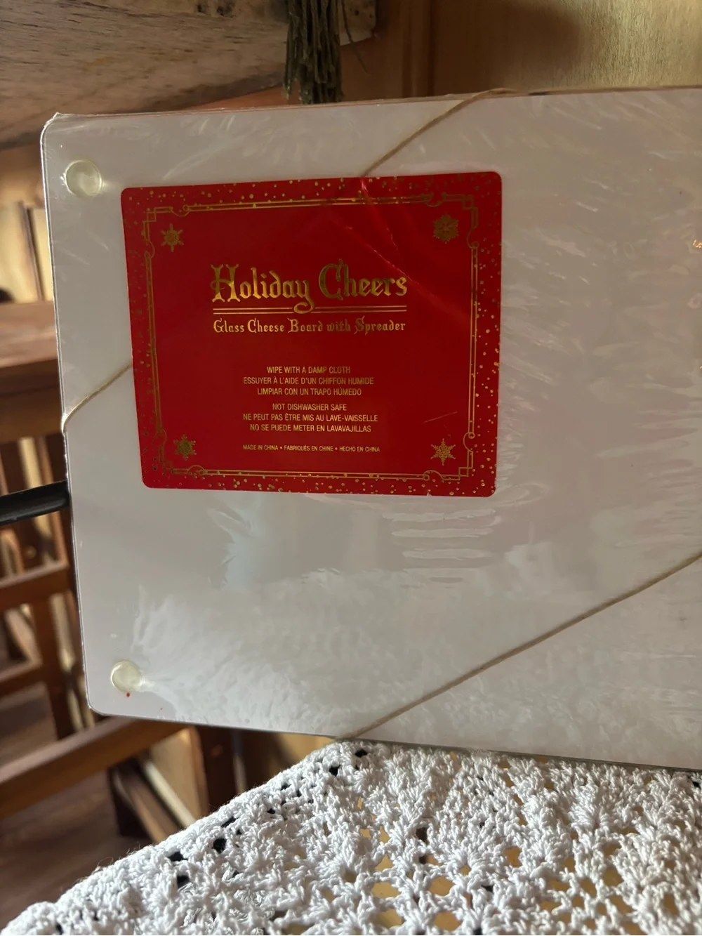 Christmas Cheese Board With Spreader & Christmas Pillow
